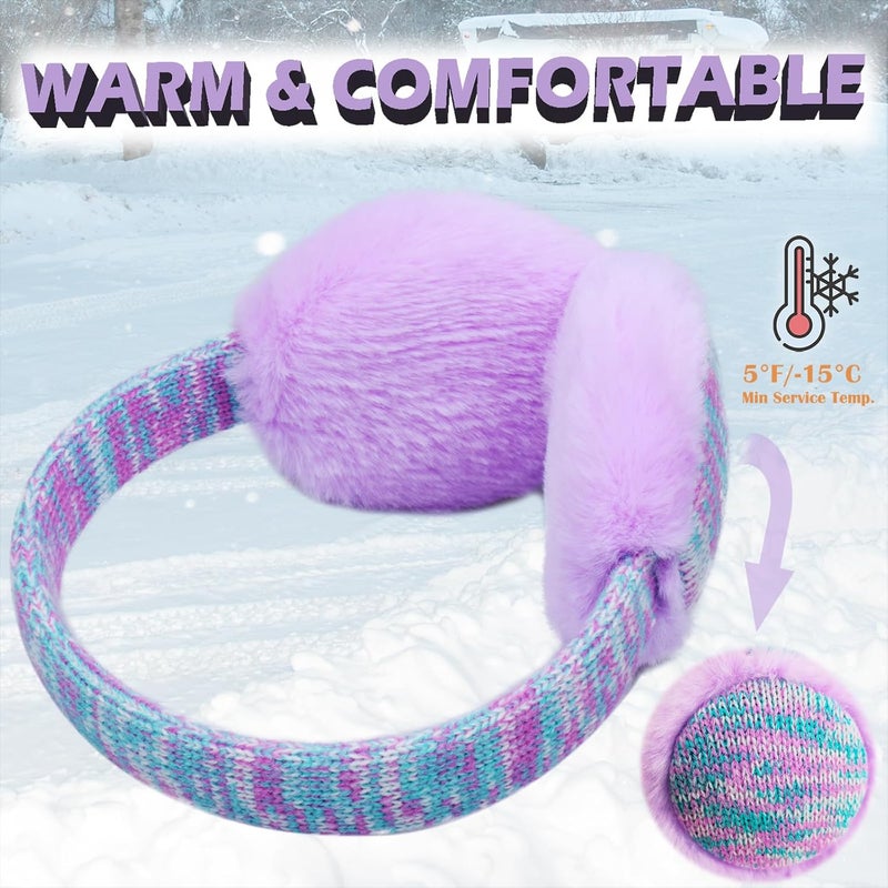 FYBW Ear Muffs Gloves Set for Kids, Winter Adjustable Sequins Warm Earmuffs for Kids Outdoor Cold Weather - Image 2